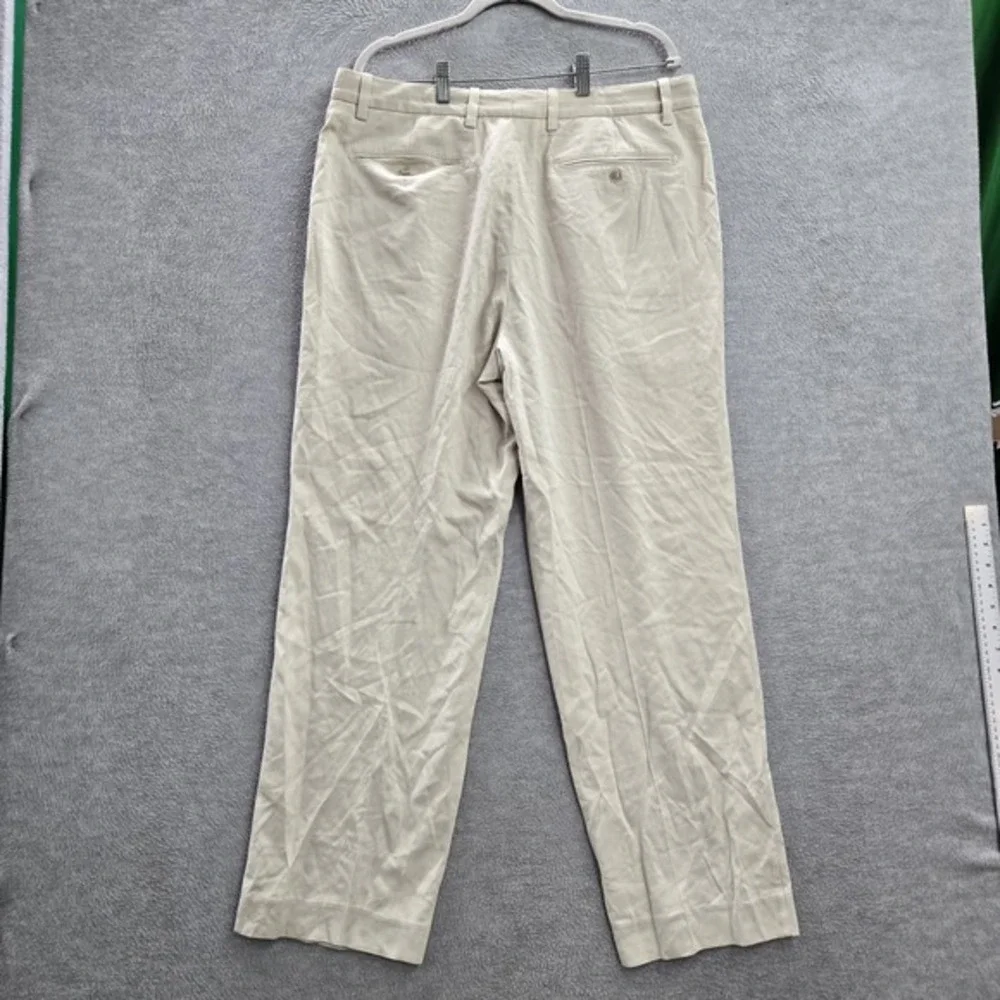 Tommy Bahama Men Pants 35X32 Beige Rayon Silk Pleated‎ 30